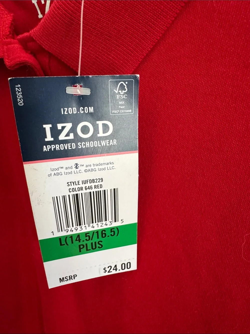 Izod Kids Red Short Sleeve Polo 14/16 NWT Approved Schoolwear boys/girls